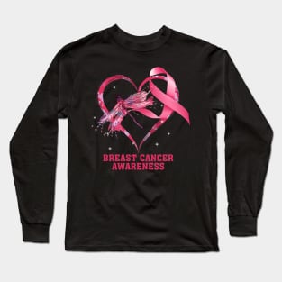 In October We Wear Pink Heart Breast Cancer Month Long Sleeve T-Shirt